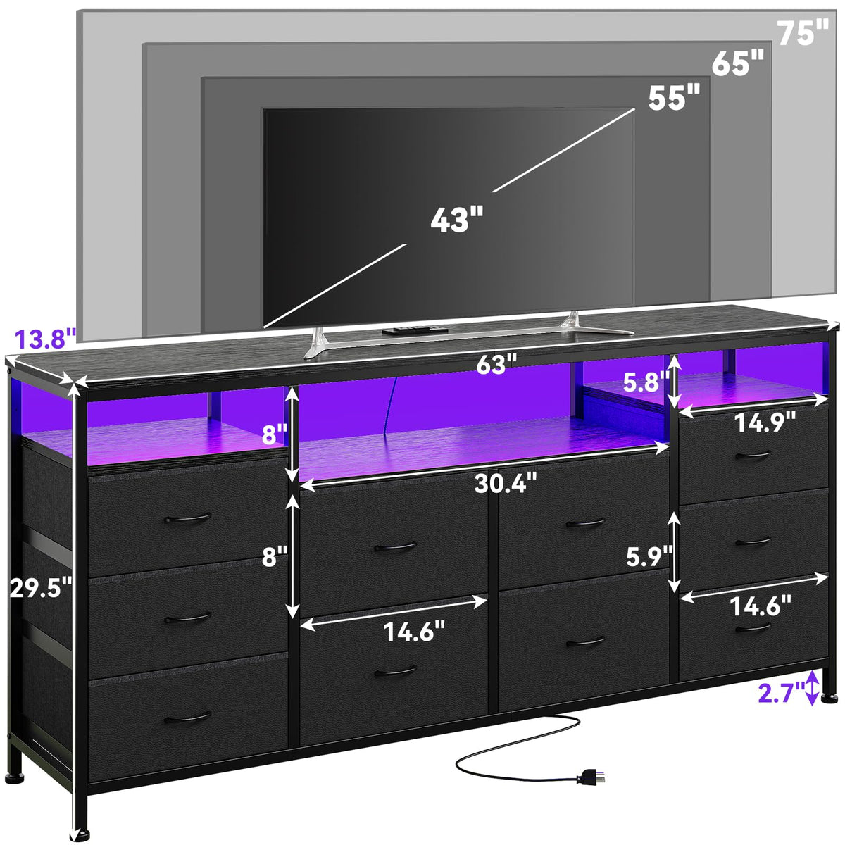 Dresser TV Stand with LED Lights H403