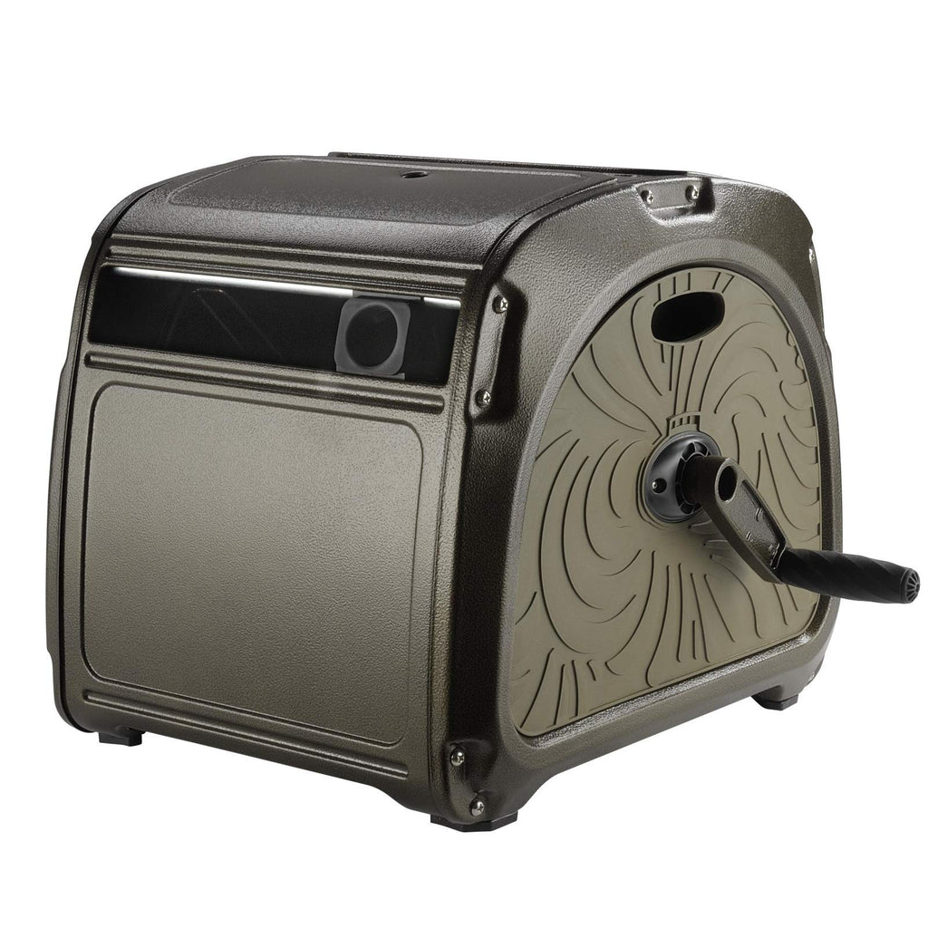 Metal Hose Reel Box, Heavy Duty Garden Hose Storage Reel, 150ft 5/8" Hose Capacity, Green M7741