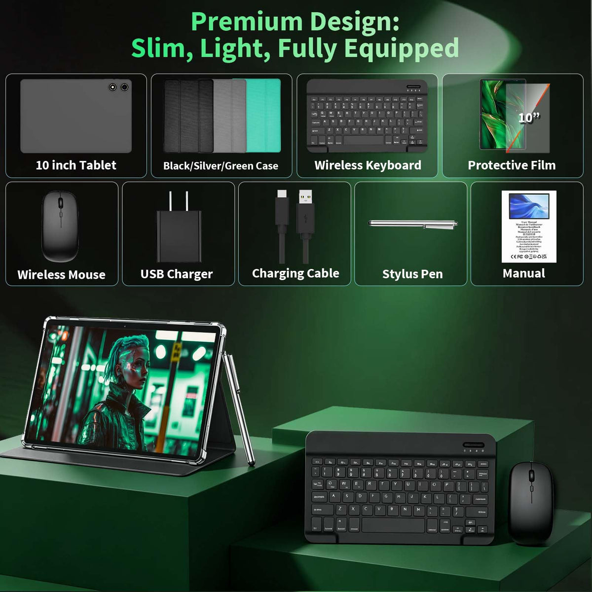 Android 16 Tablet with Keyboard E207