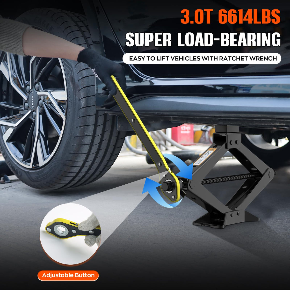3 Ton Portable Scissor Jack with Lug Wrench I722905