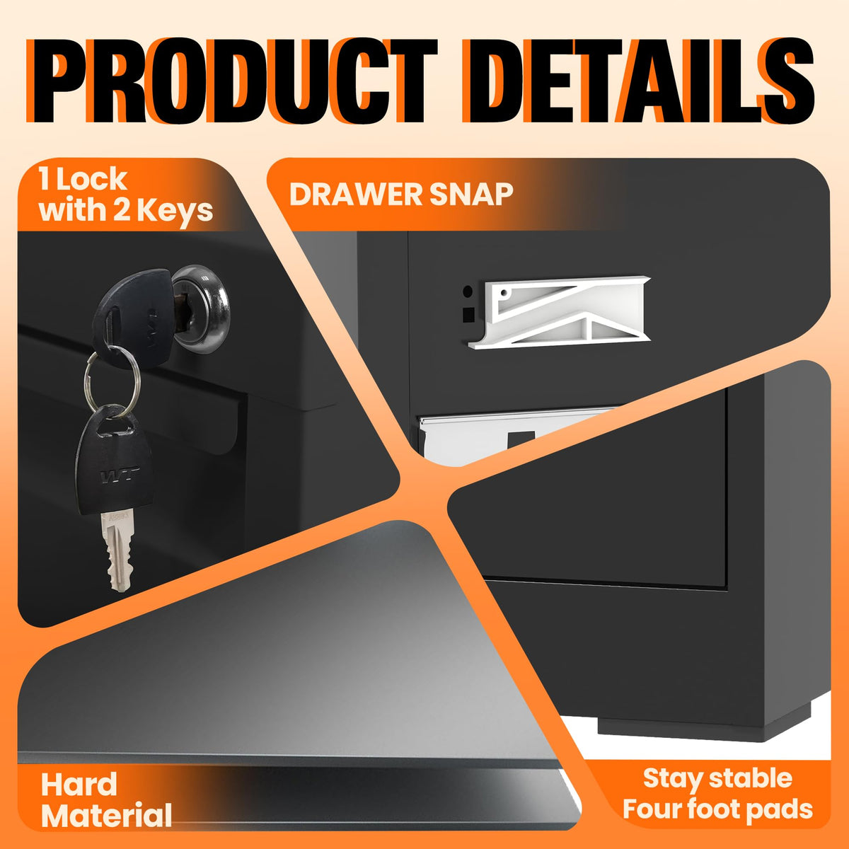 4 Drawer File Cabinet with Lock D76964