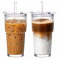 20oz Glass Iced Coffee Cups with Lids and Straws L3418
