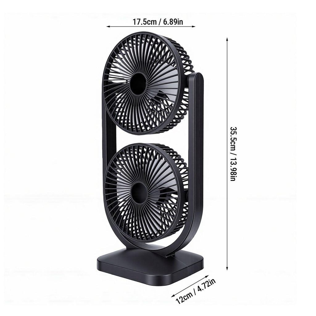 Portable USB Rechargeable 2 in 1 Dual Head Desk Fan J55506