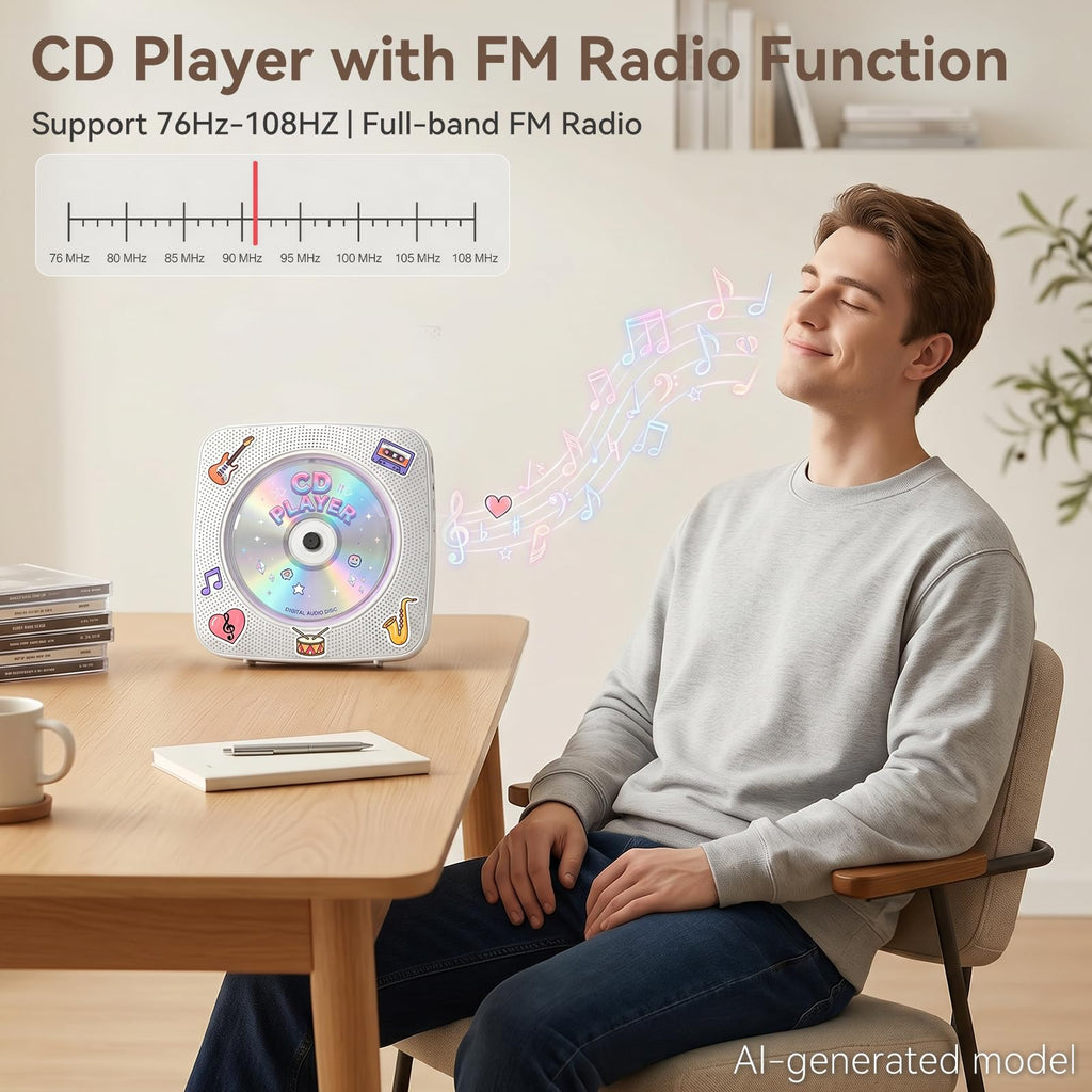 Portable Bluetooth Rechargeable CD Player with Speakers Z780366