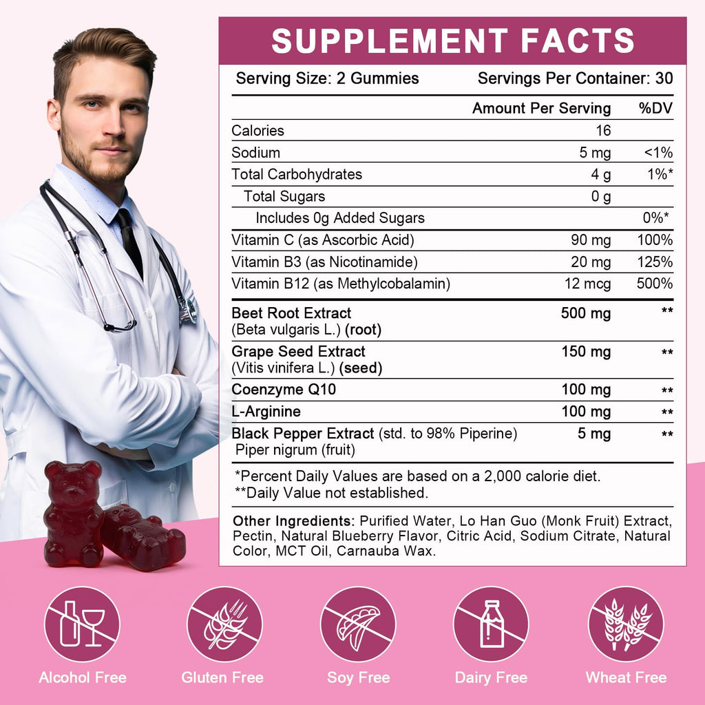 Sugar Free Beet Root Gummies 60 Ct N80969