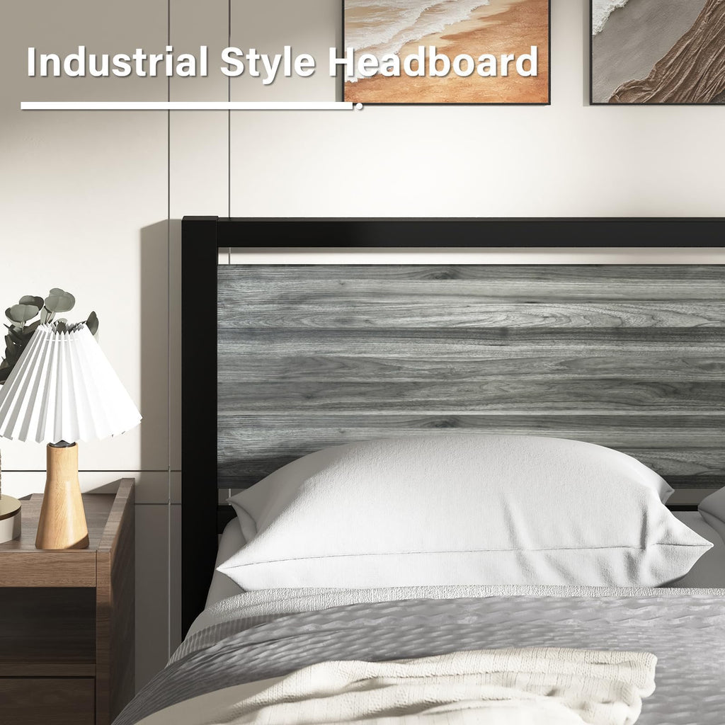 Twin Metal Bed Frame with Industrial Headboard N747925