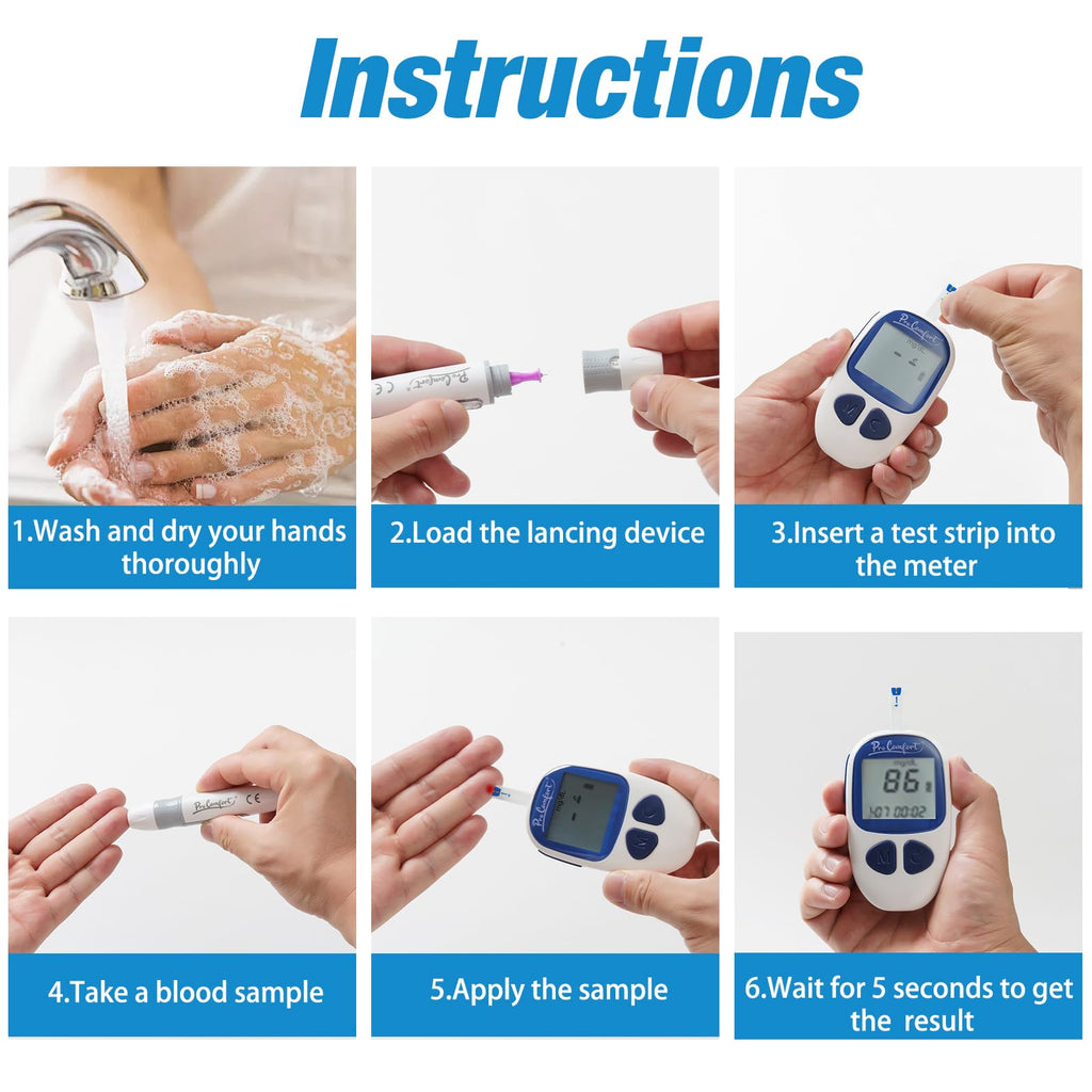 Blood Sugar Testing Kit with 100 Test Strips Lancing Device 100 Lancets H2709
