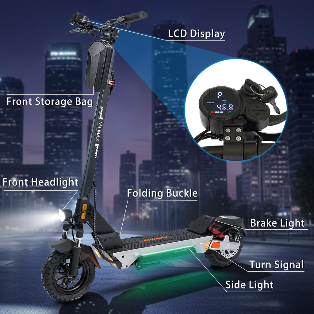 Electric Scooter 1600/4000/6000W Motor 50 Miles Range 10" Off Road Tire Folding E-Scooter with Detachable Seat O248