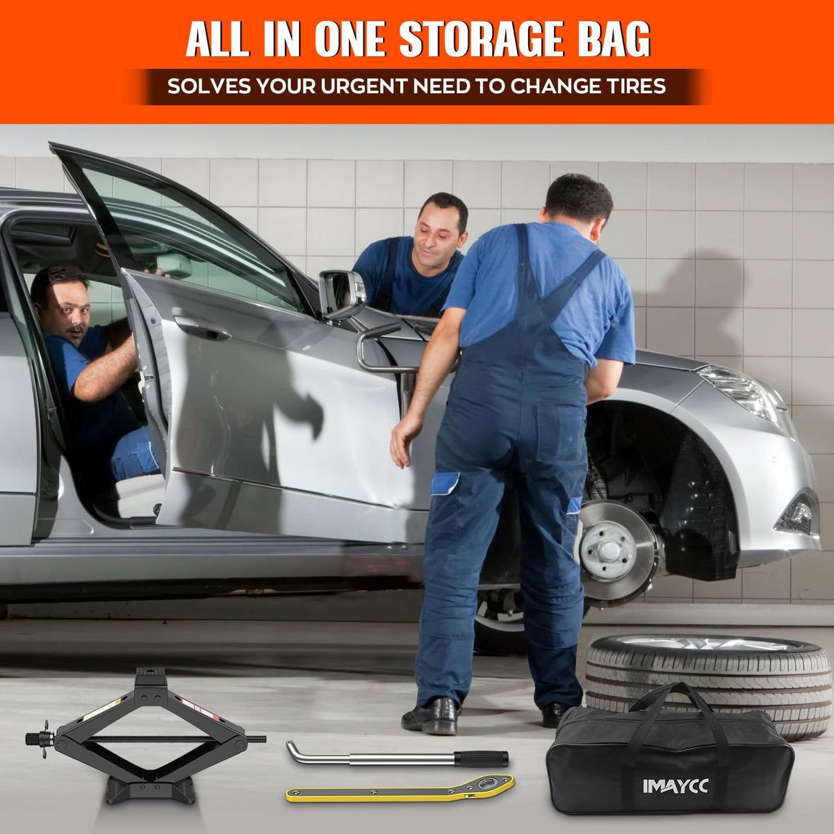 3 Ton Portable Scissor Jack with Lug Wrench I722905