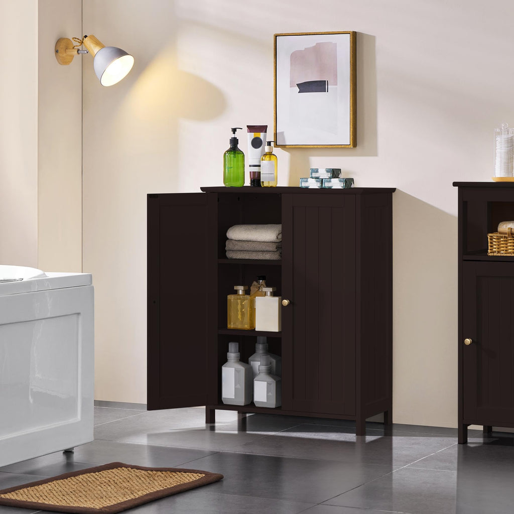 Small Espresso Bathroom Storage Cabinet with 2 Doors W6401