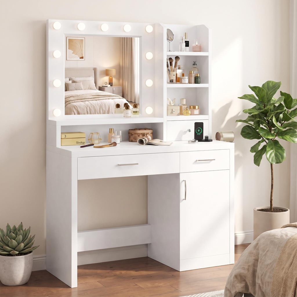 Makeup Vanity Desk with Mirror and Lights V628844