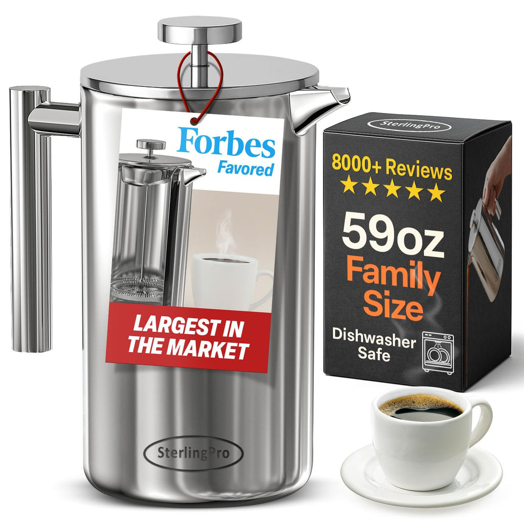 Extra Large Insulated Stainless Steel French Press Coffee Maker 2L J82302