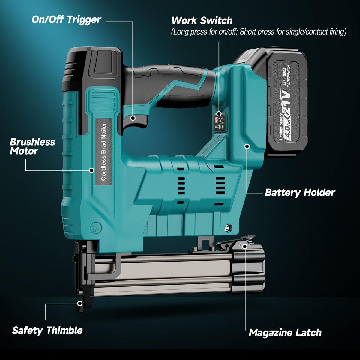Cordless 18 Gauge 2 in 1 Brad Nailer V48127