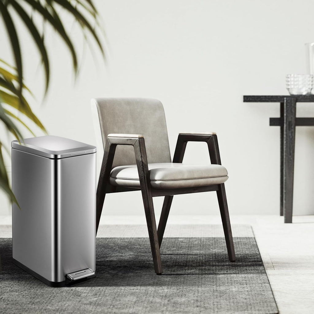 50L Slim Stainless Steel Step Trash Can with Soft-Close Lid W287921