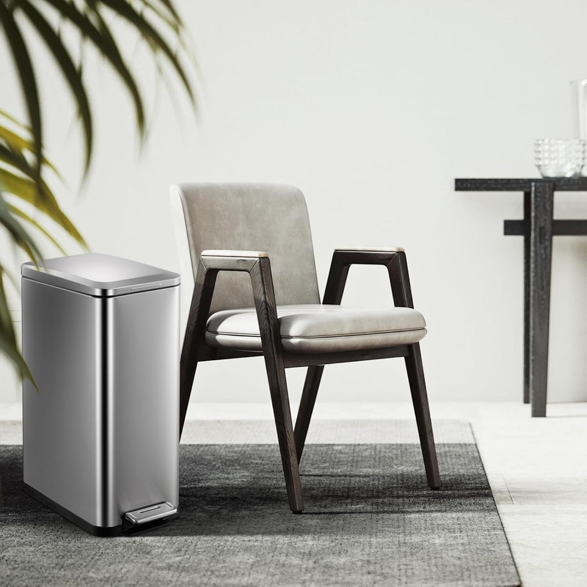 50L Slim Stainless Steel Step Trash Can with Soft-Close Lid W287921