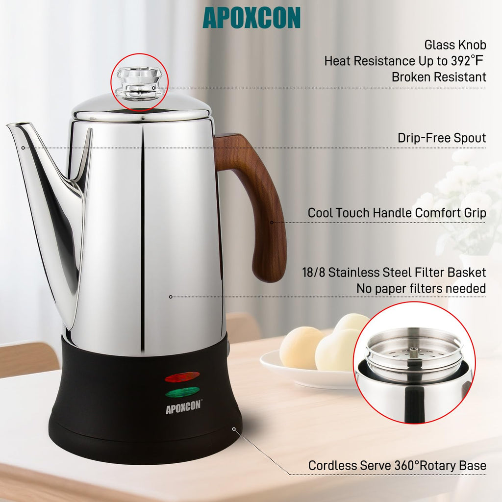 Electric Stainless Steel Coffee Percolator 8 Cup Y35649