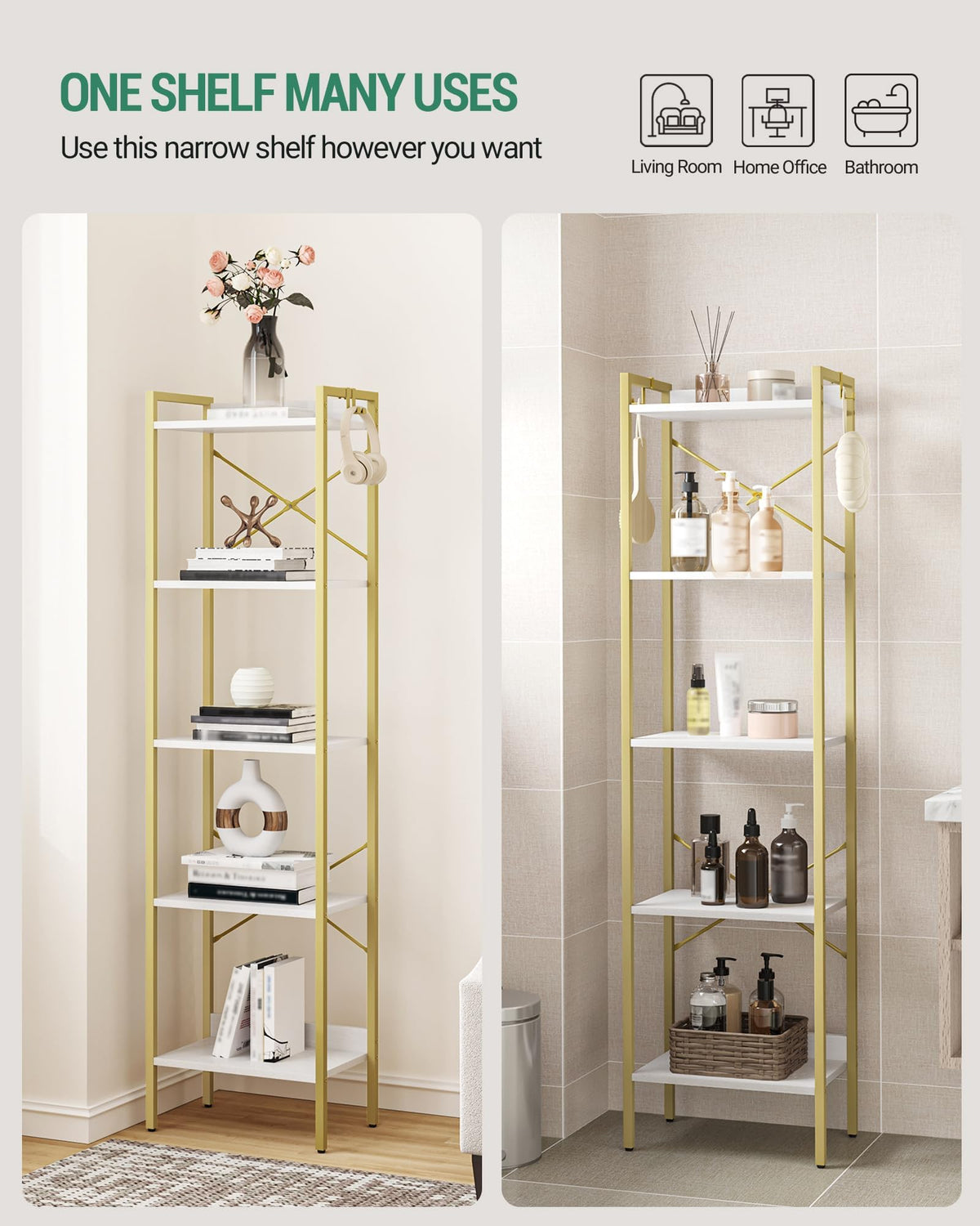 Bookshelf with 2 Hooks O7903