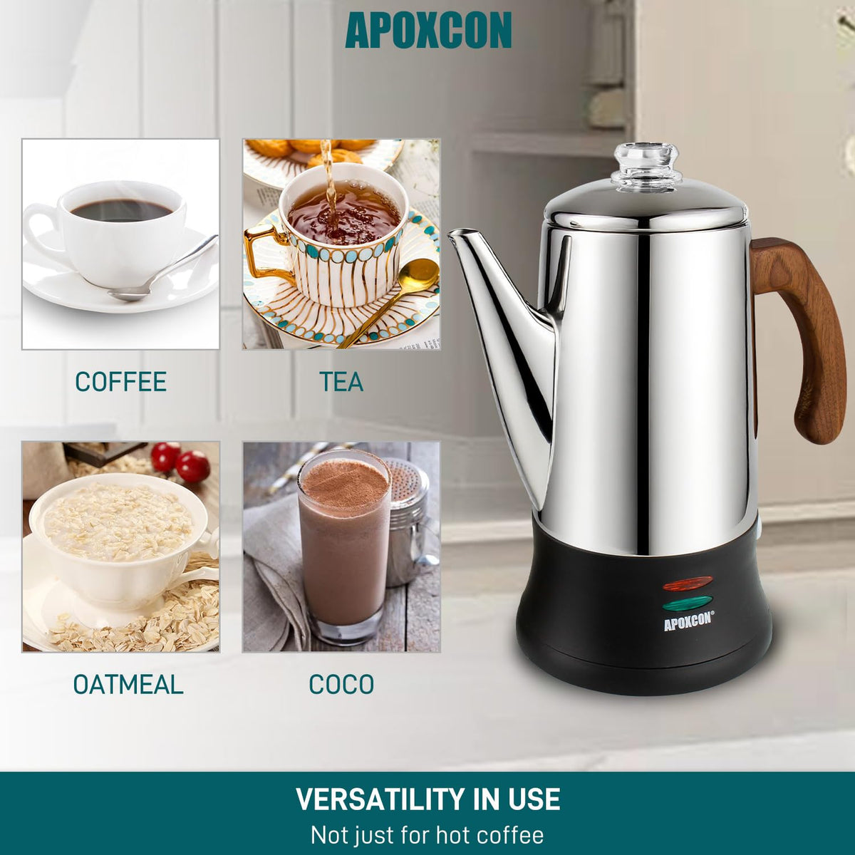 Electric Stainless Steel Coffee Percolator 8 Cup Y35649