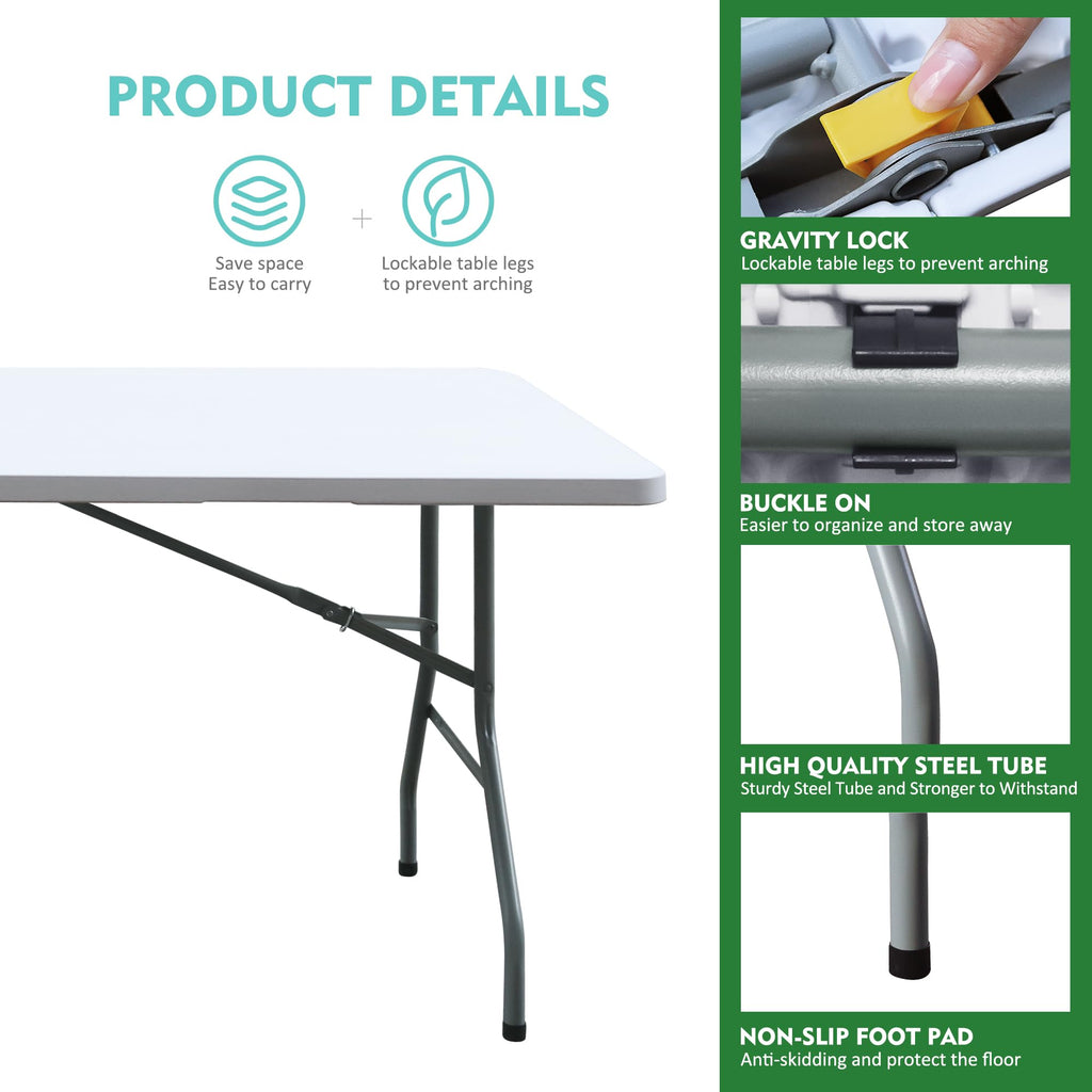White 6FT Foldable Plastic Table B62886