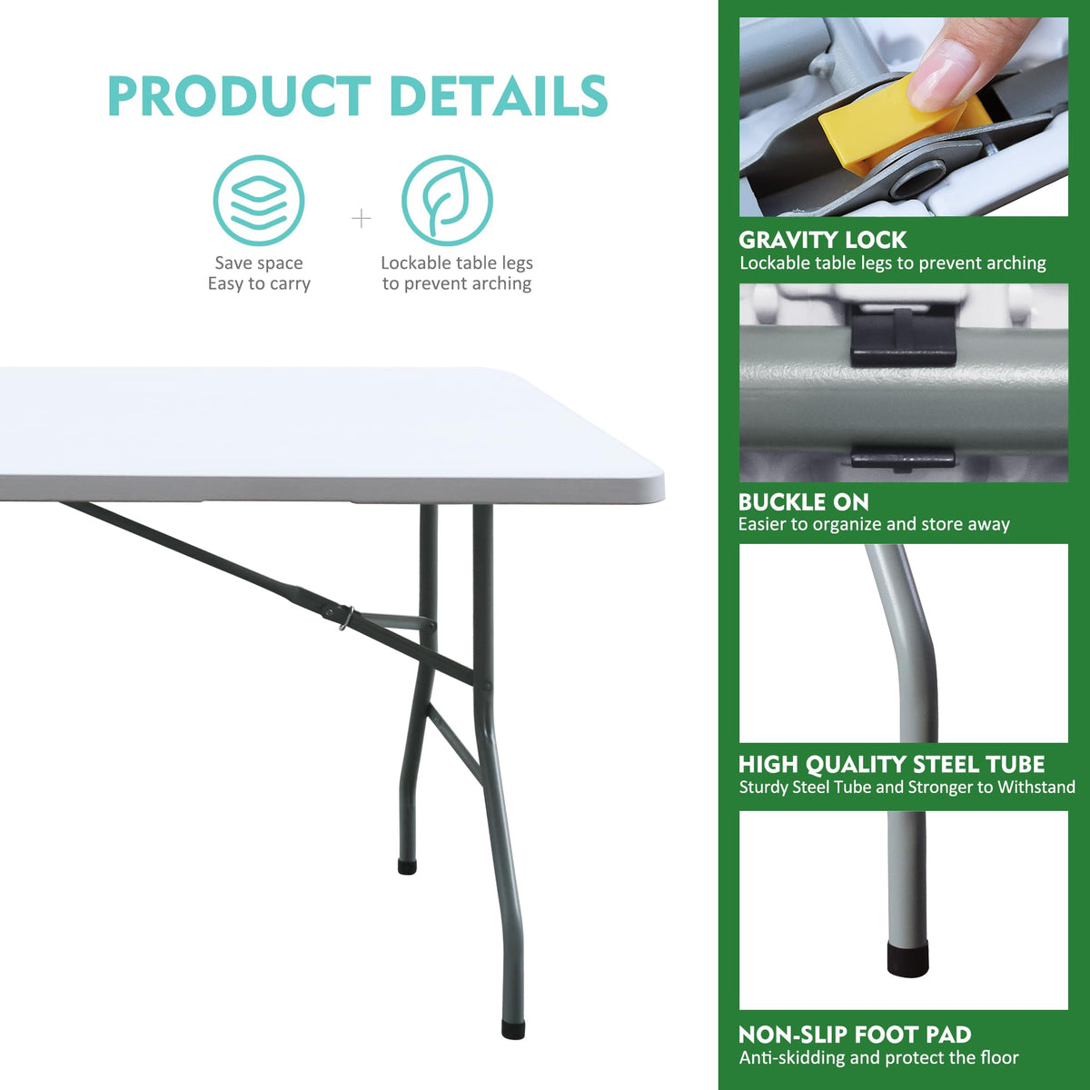 White 6FT Foldable Plastic Table B62886