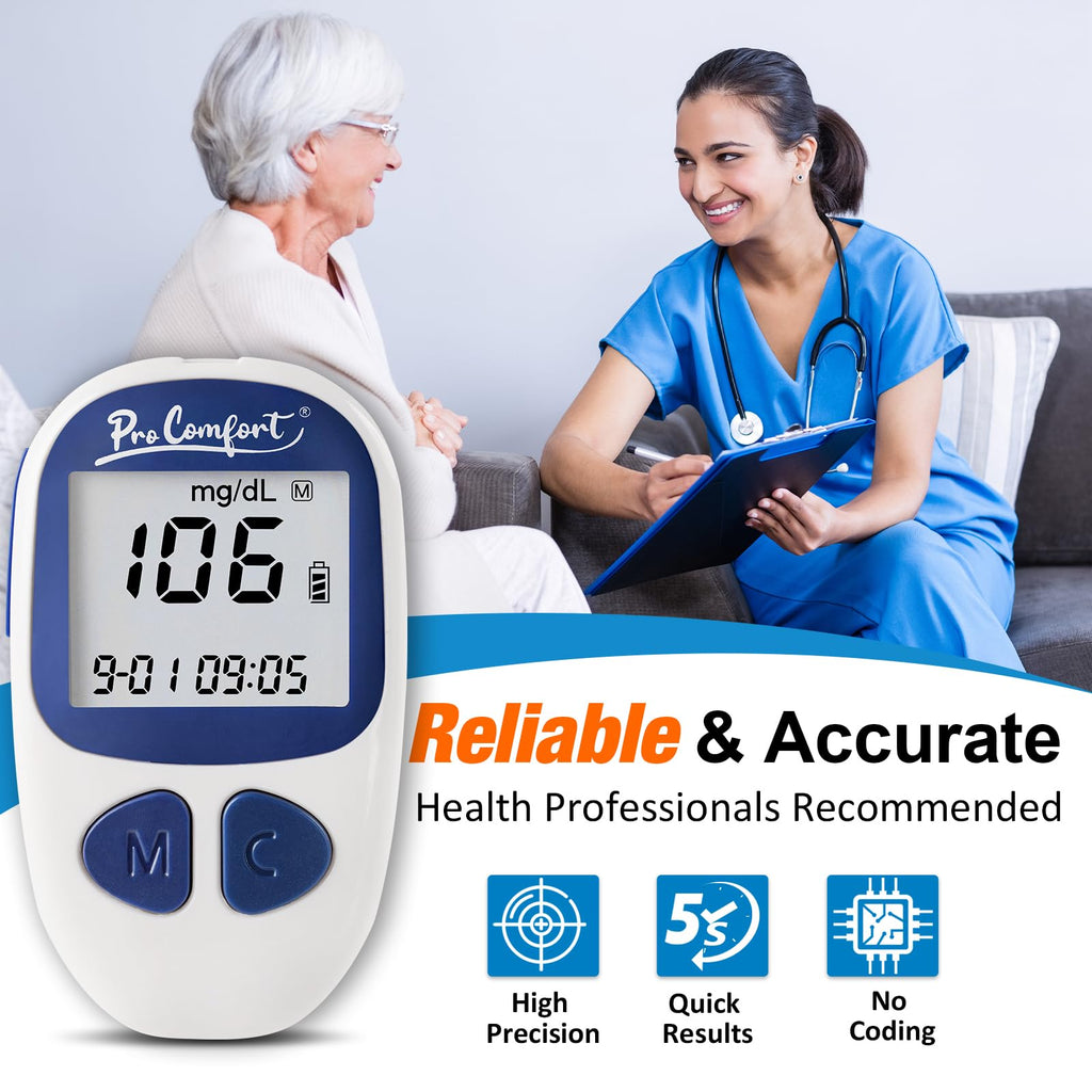 Blood Sugar Testing Kit with 100 Test Strips Lancing Device 100 Lancets H2709