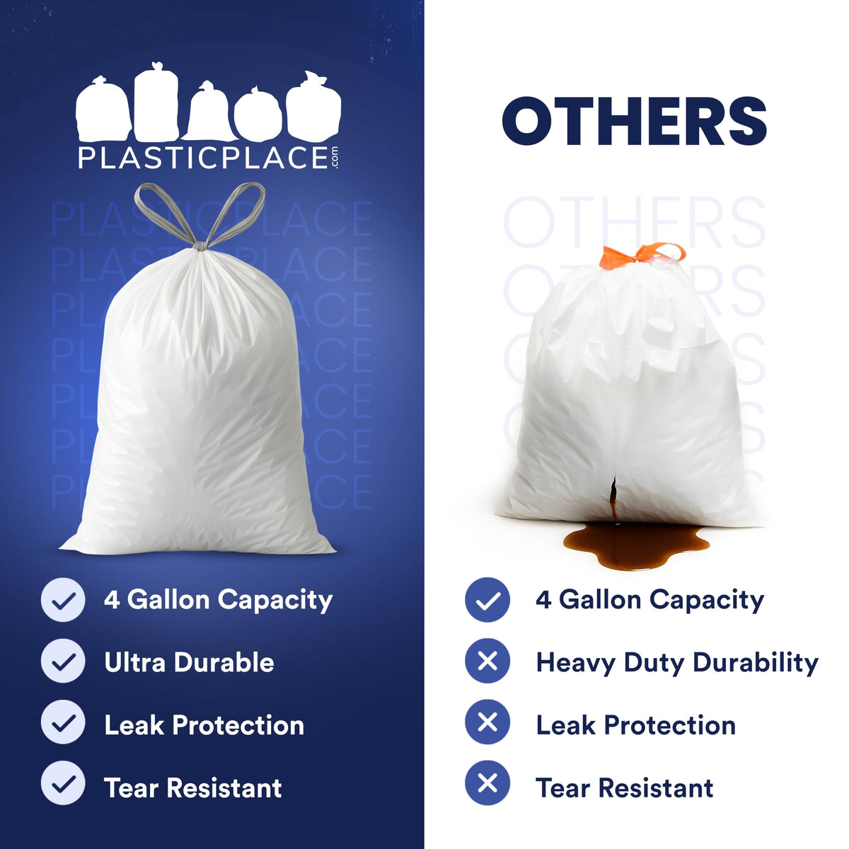 4 Gallon White Drawstring Trash Bags, 200 Count U824
