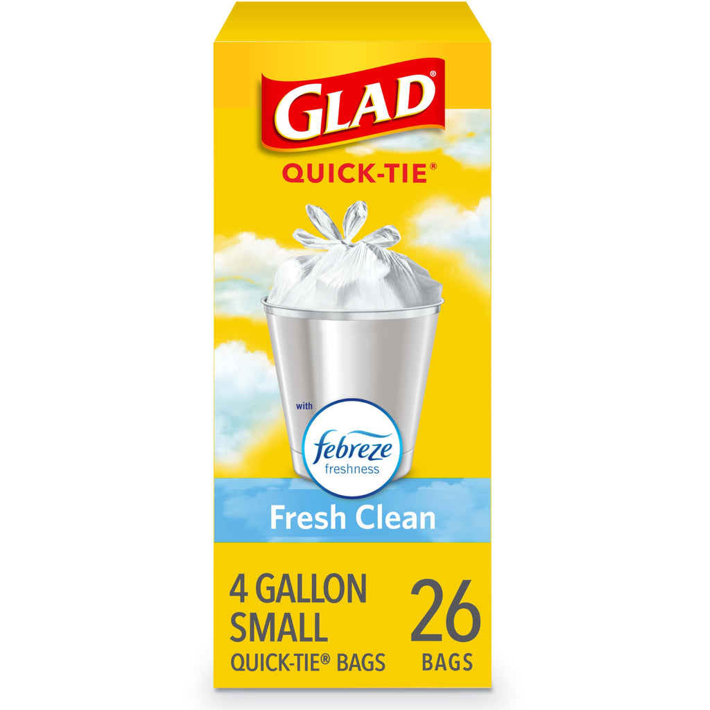 4 Gallon Odor Resistant Quick Tie Trash Bags, 26 Count U268998