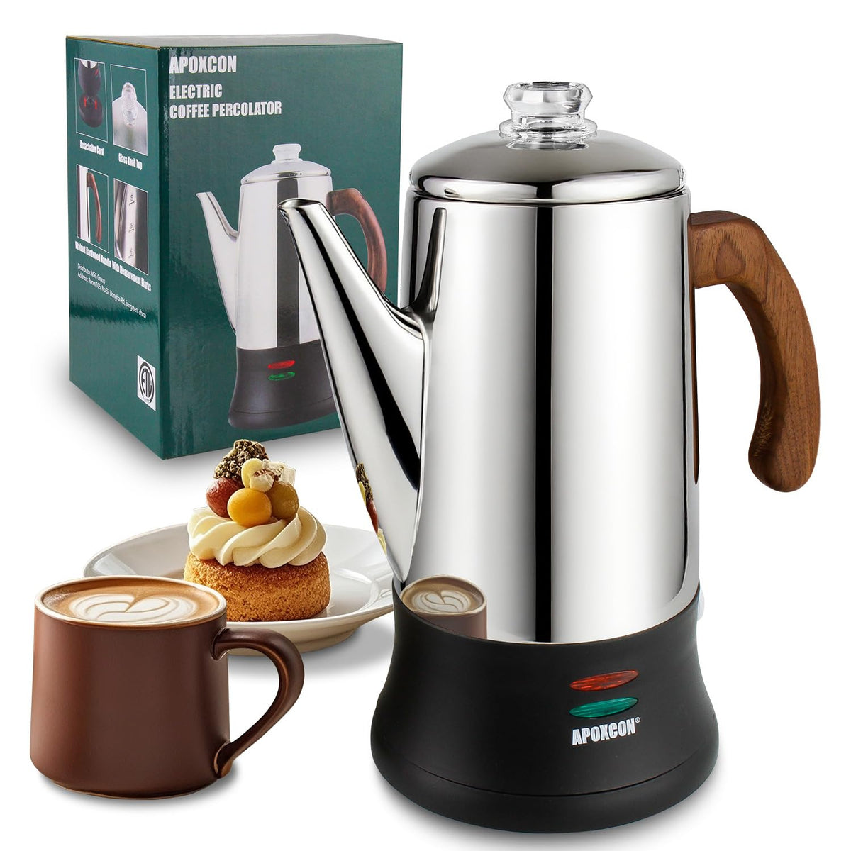 Electric Stainless Steel Coffee Percolator 8 Cup Y35649