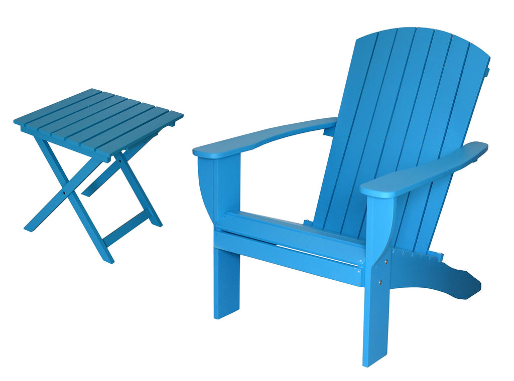 Teal Solid Cedar Adirondack Chair with Folding Table Q382