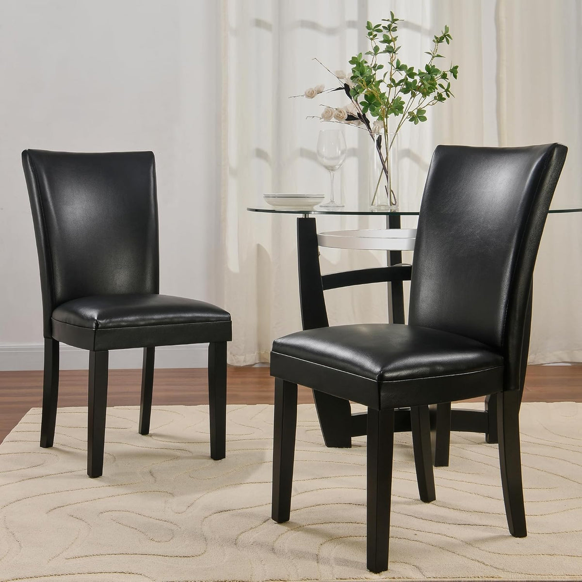 Set of 8 Black Faux Leather Upholstered Dining Chairs L94362