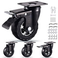 4 Inch Heavy Duty Rubber Caster Wheels Set of 4 with Locking Q663283