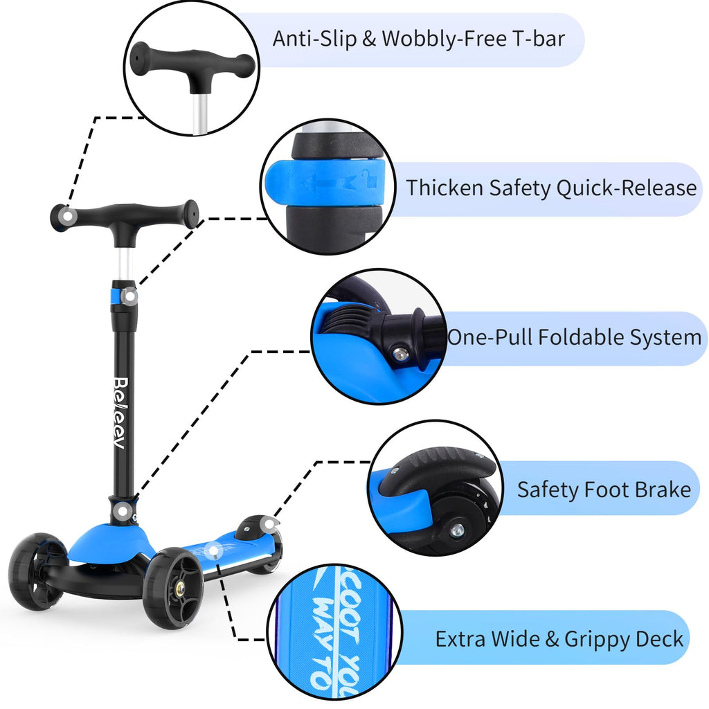 3 Wheel Folding Kids Scooter with LED Light-Up Wheels Z60419