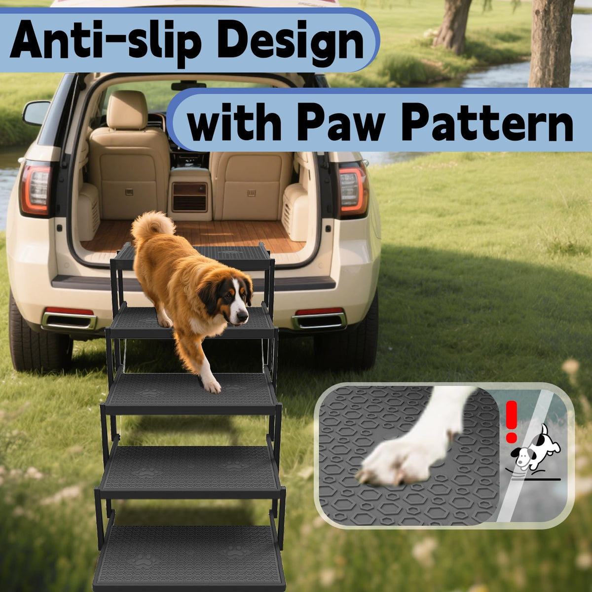 5-Step Foldable Non-Slip Plastic Dog Steps S74728
