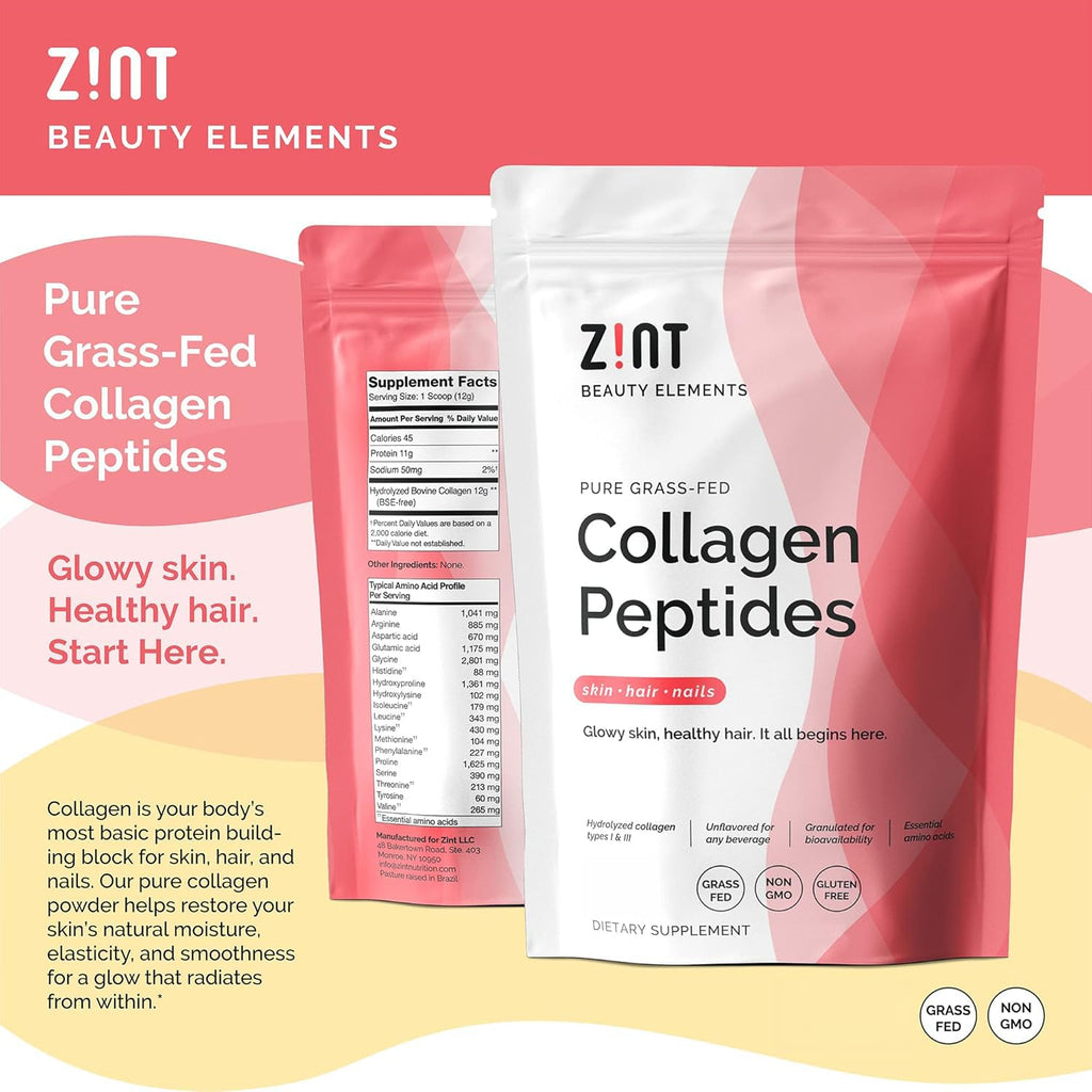 Collagen Peptides Powder 32 oz Grass-Fed Hydrolyzed Type I & III Unflavored I5760