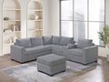 Light Gray Corduroy Upholstered Sectional Sofa Set K973719