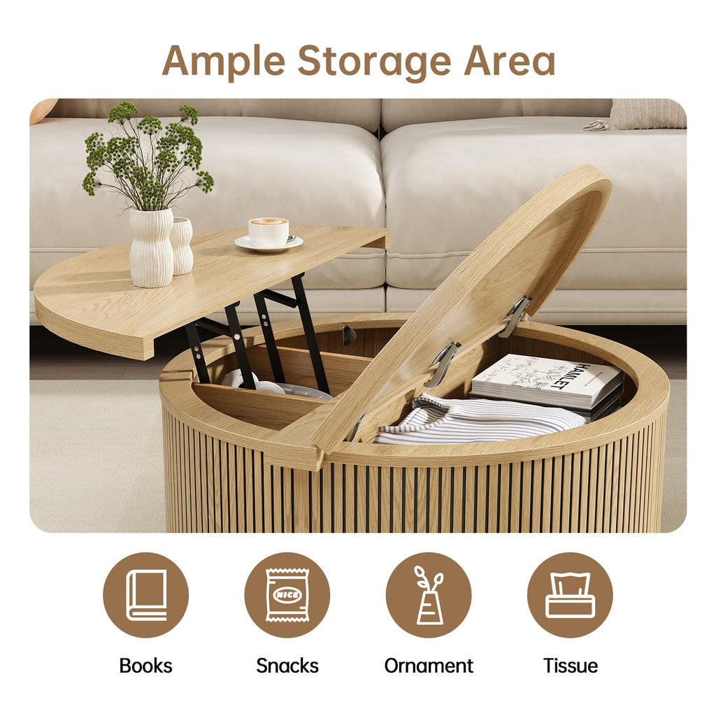 Round Lift Top Coffee Table with Storage K35829