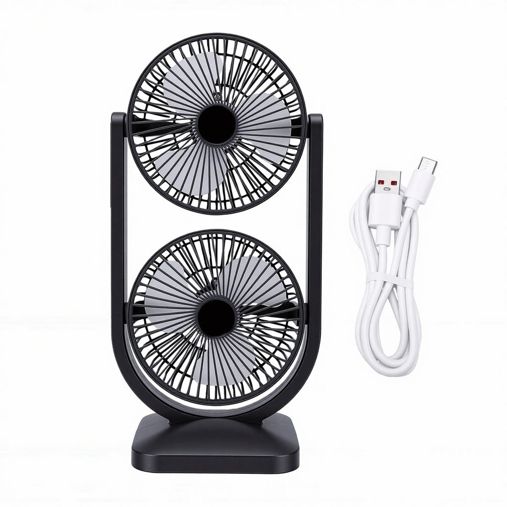 Portable USB Rechargeable 2 in 1 Dual Head Desk Fan J55506
