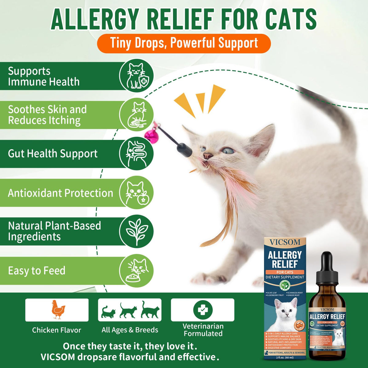 Cat Allergy & Hairball Relief Drops 60ml Q939