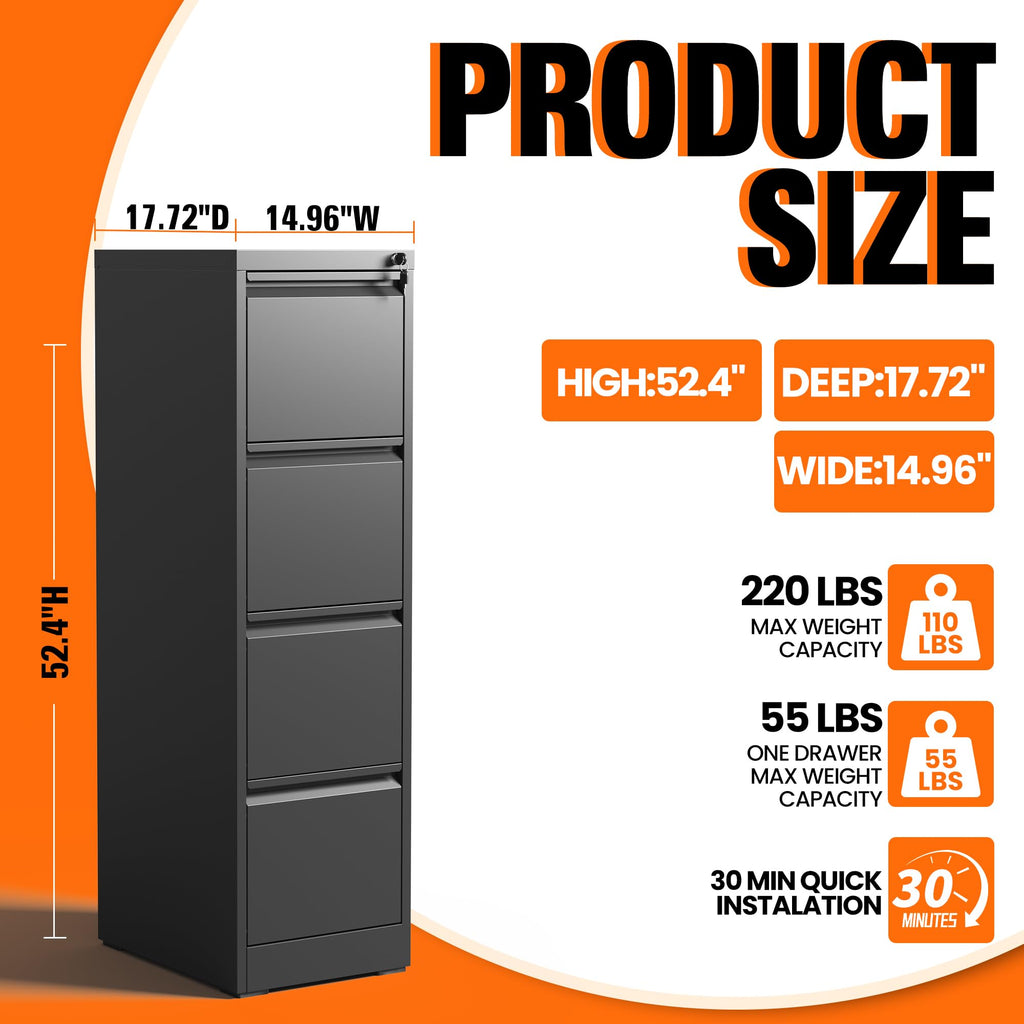 4 Drawer File Cabinet with Lock D76964