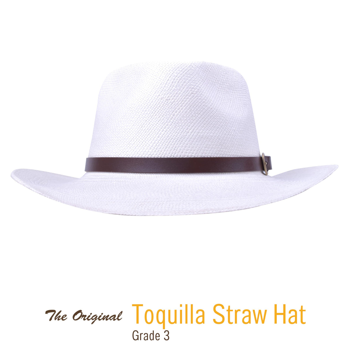 Panama Hat Teardrop Shape Recycled Leather Toquilla Straw U668