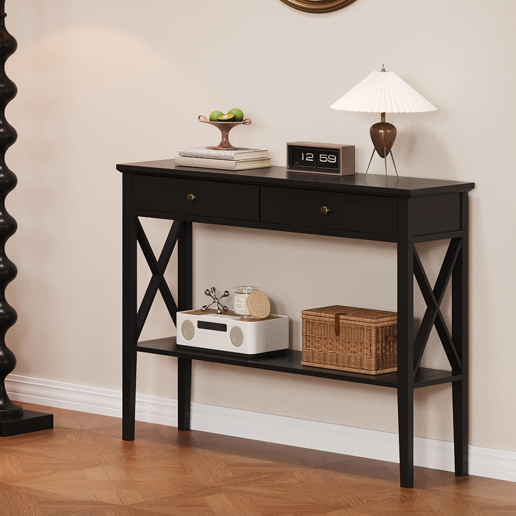 39" Entryway Table with Drawers and Storage Shelf O288040