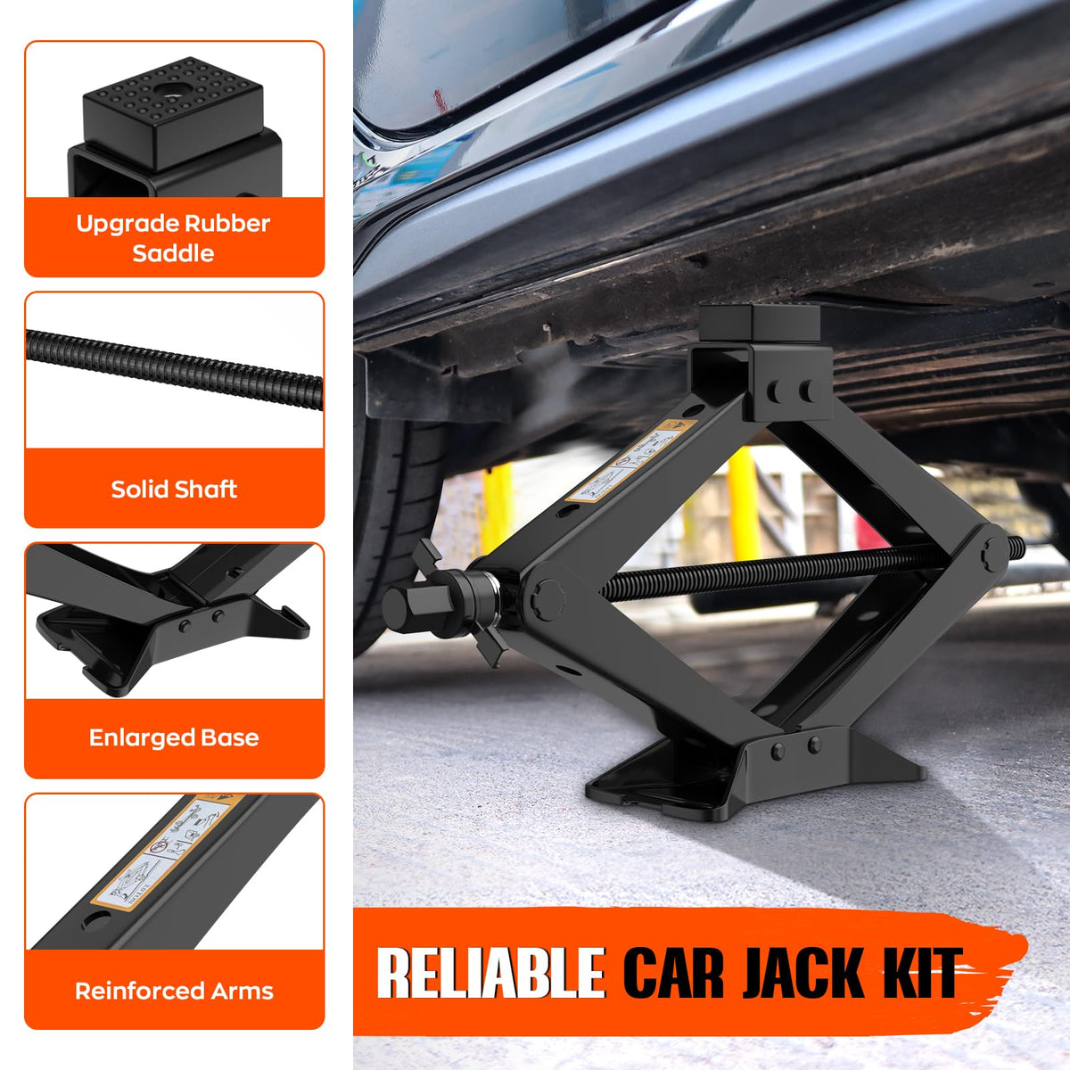 3 Ton Portable Scissor Jack with Lug Wrench I722905