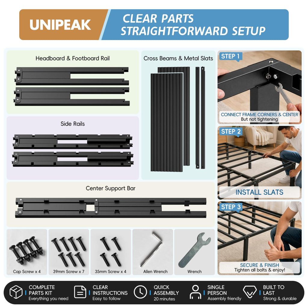 Queen Metal Platform Bed Frame with Storage U226