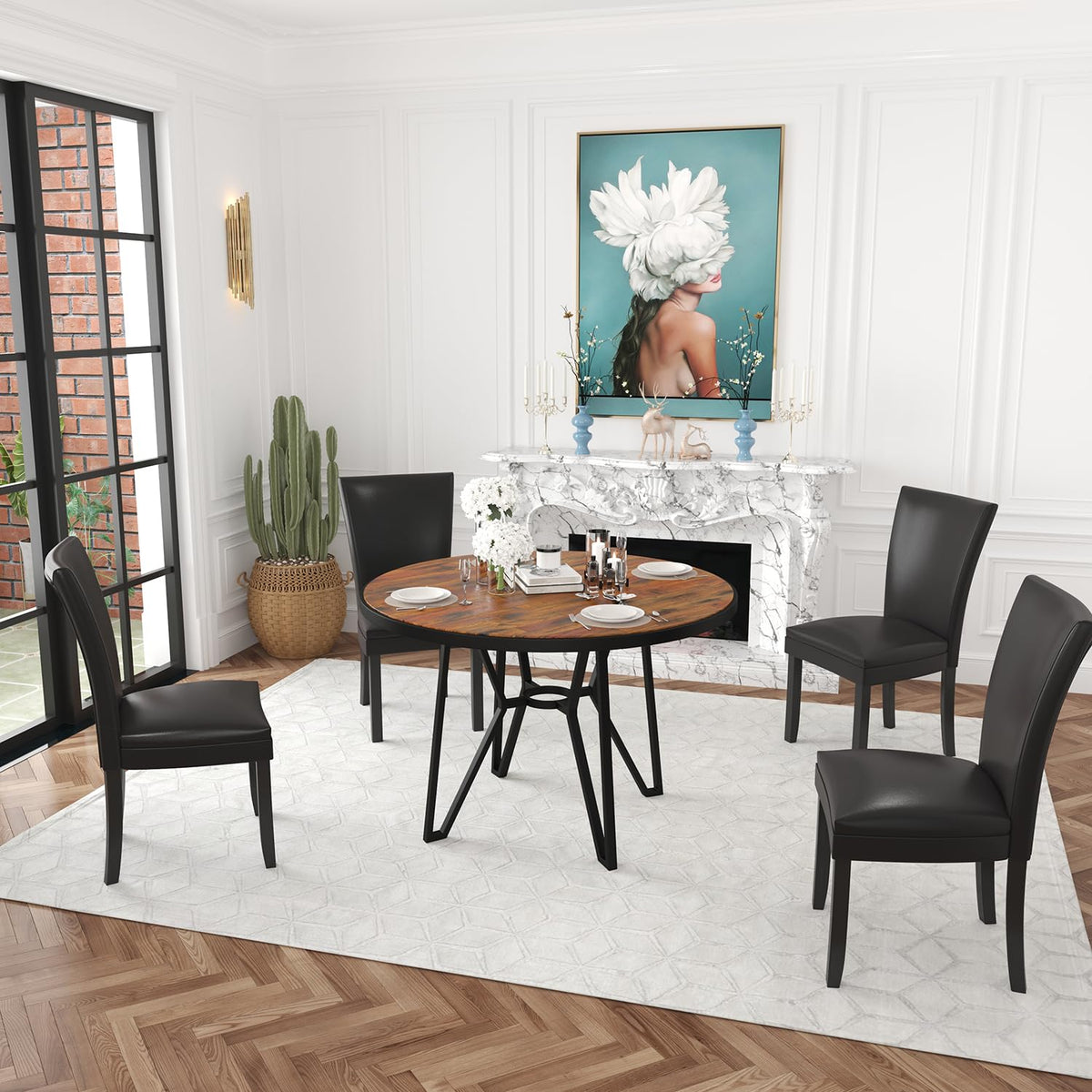 Set of 8 Black Faux Leather Upholstered Dining Chairs L94362