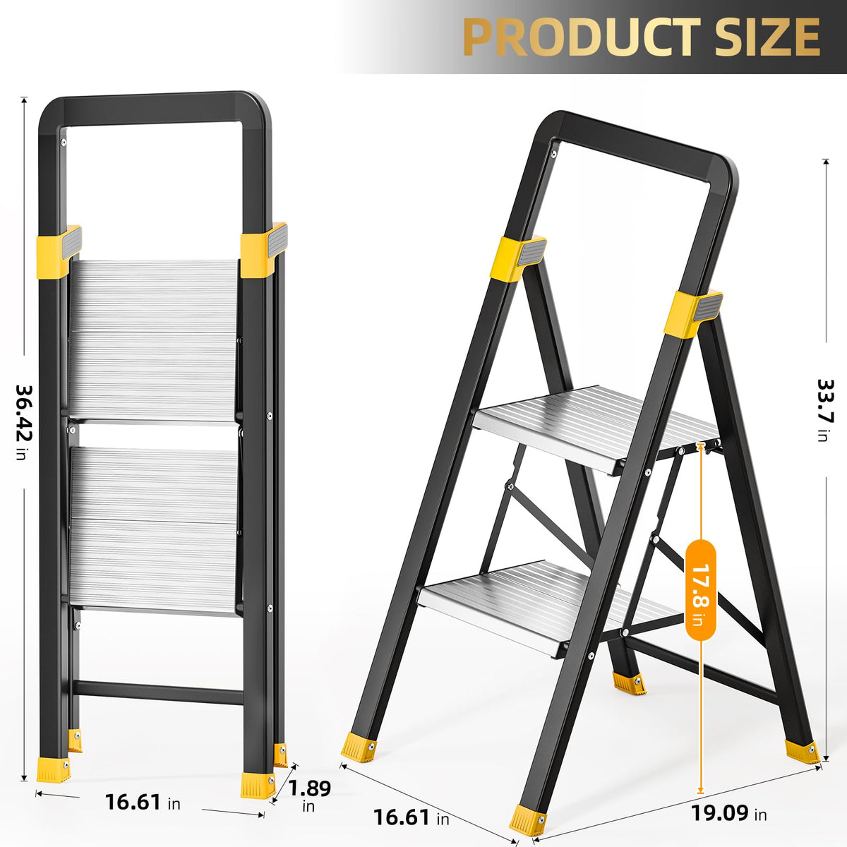 2 Step Ladder Lightweight Aluminum Folding Step Stool D167821