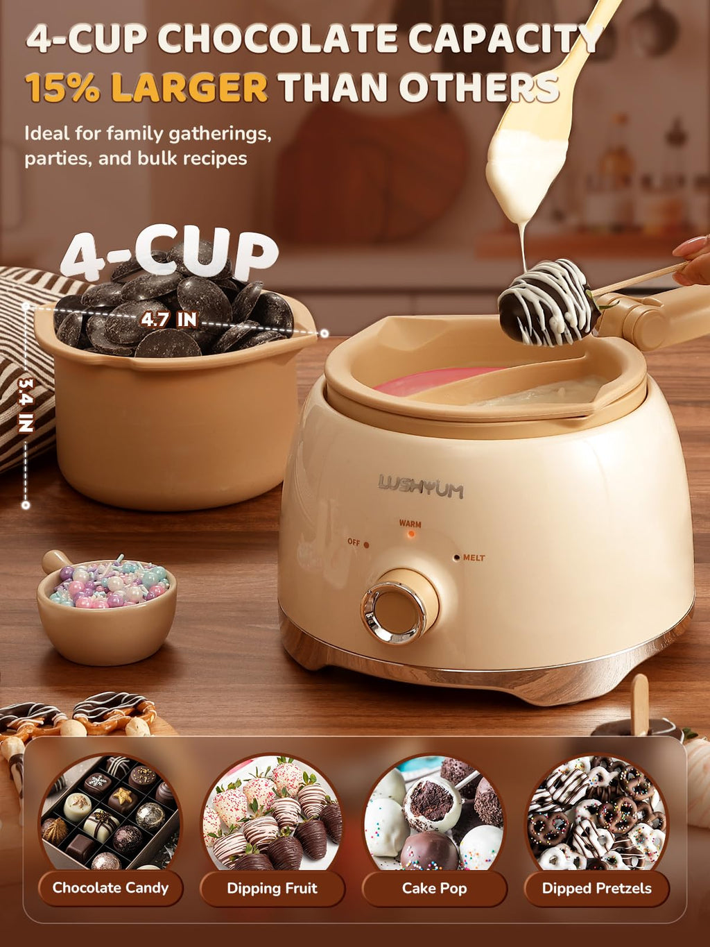 Electric Chocolate Melting Pot with 2 Insert Pots C97841