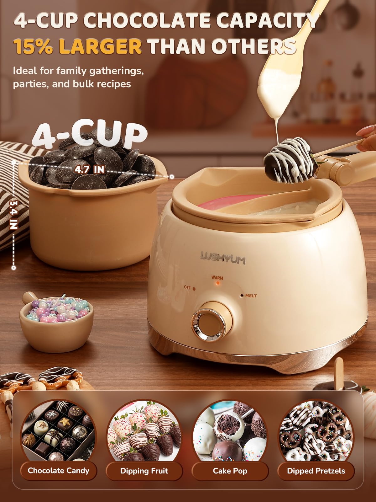 Electric Chocolate Melting Pot with 2 Insert Pots C97841