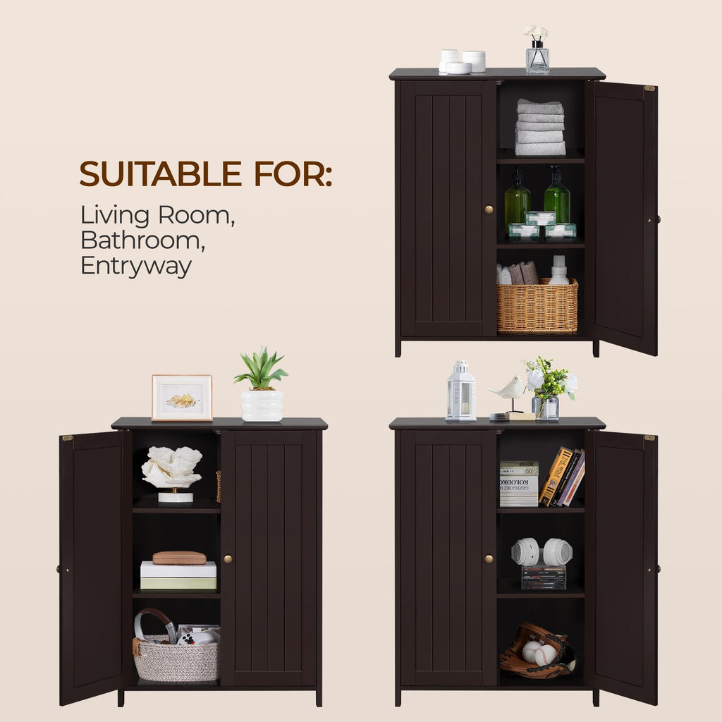 Small Espresso Bathroom Storage Cabinet with 2 Doors W6401