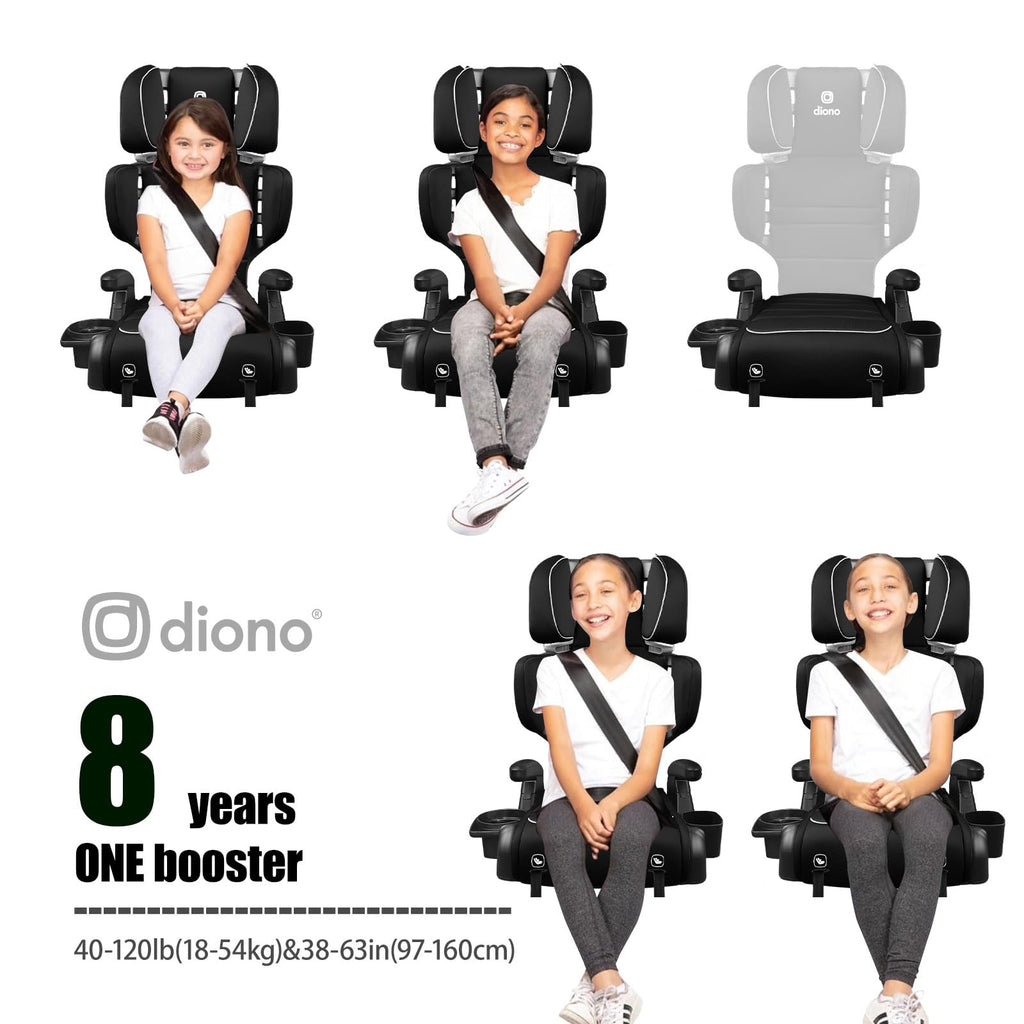 2-in-1 High Back Booster, 40-120 lbs, Black N83849