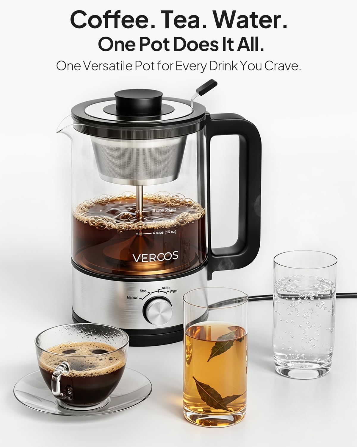 Electric 6-Cup Borosilicate Glass Percolator Coffee Pot X5739